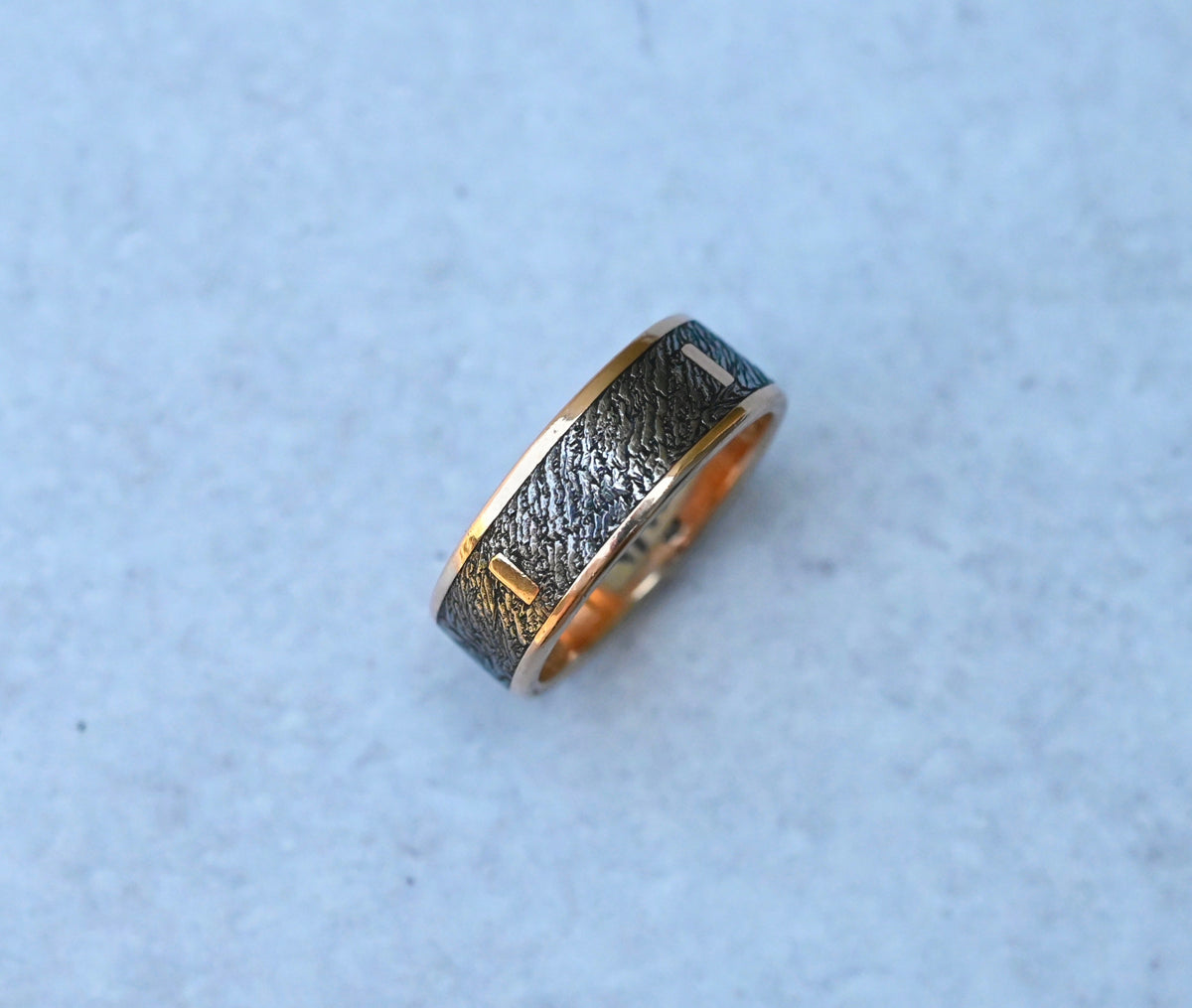 Meteorite & 14k Gold Bar Ring - Made To Order