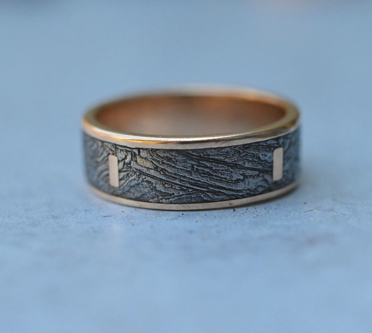 Meteorite & 14k Gold Bar Ring - Made To Order