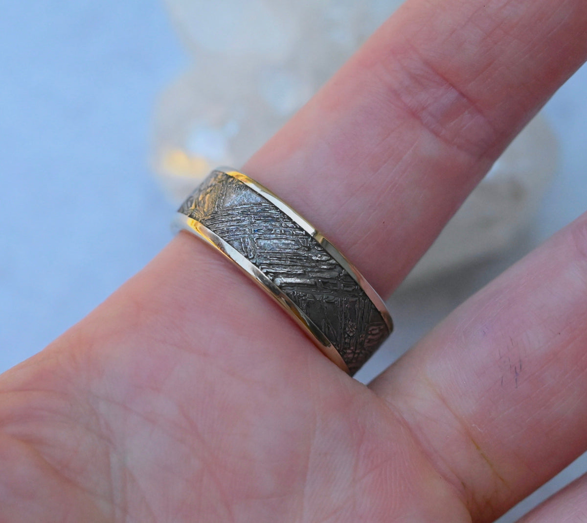 Meteorite & 14k White Gold Ring - Made To Order