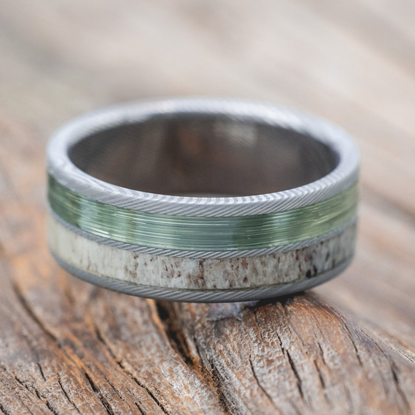 "Dyad" - Antler & Fishing Line Wedding Band