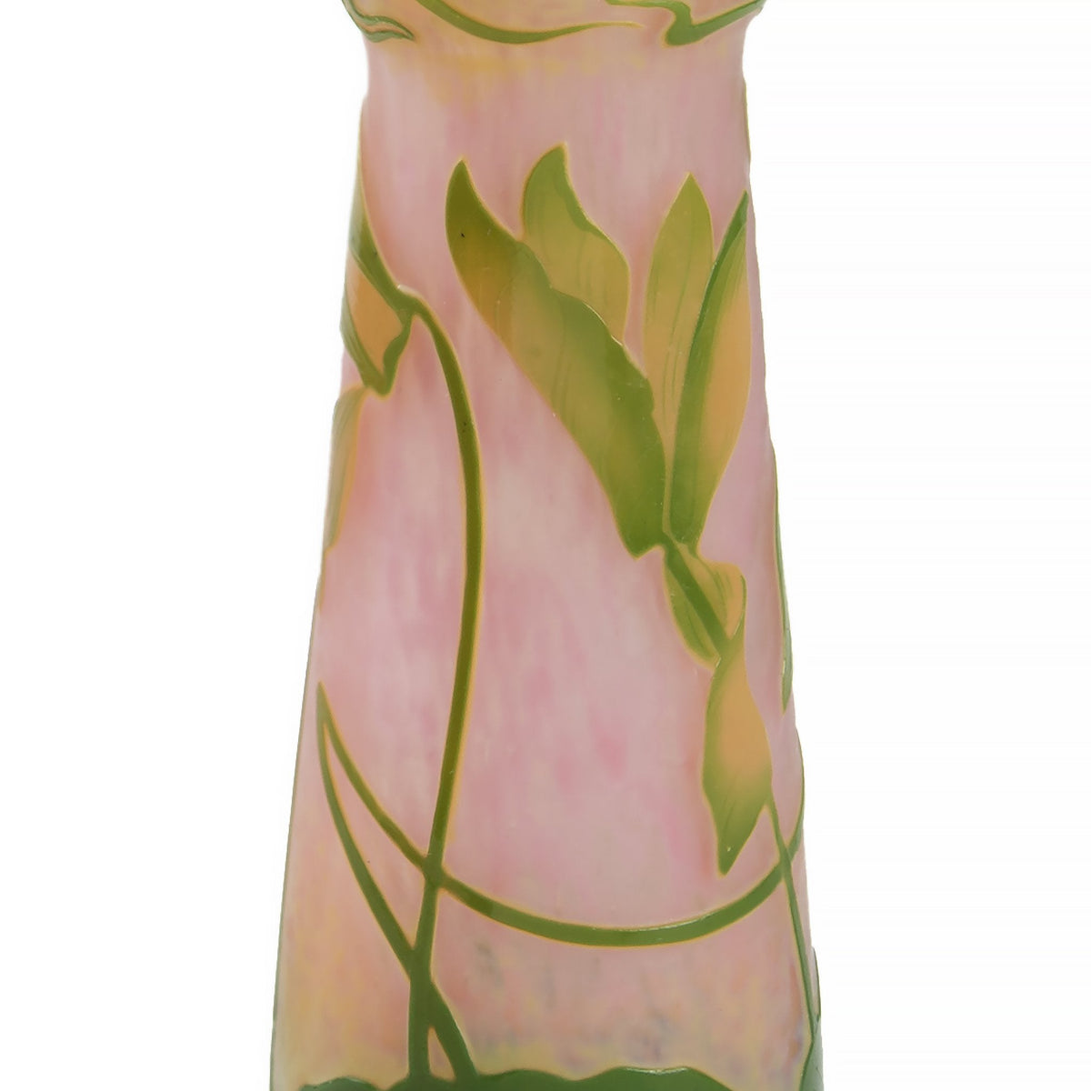 Daum Nancy Enameled and Etched Cyclamen Glass Vase with Handles
