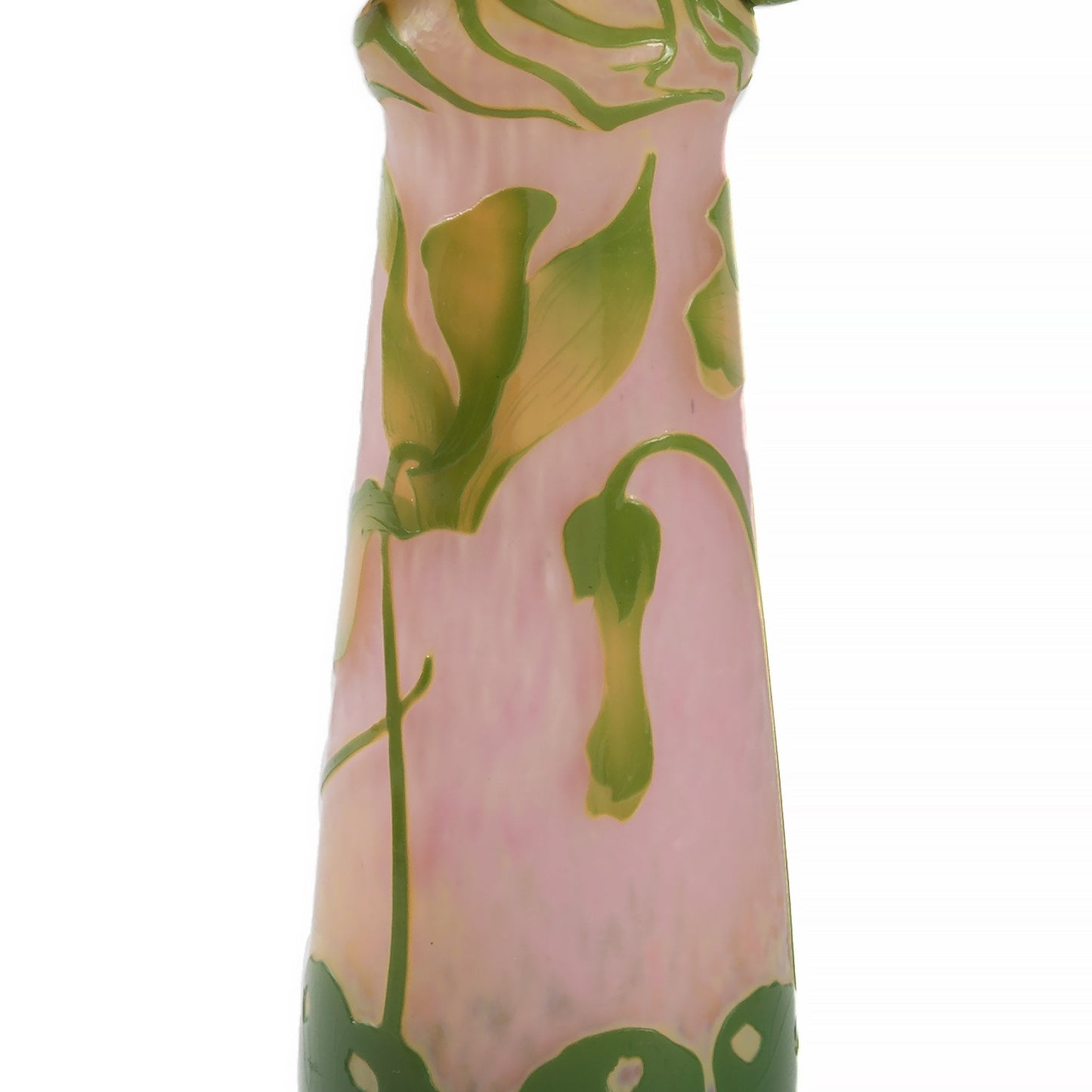 Daum Nancy Enameled and Etched Cyclamen Glass Vase with Handles