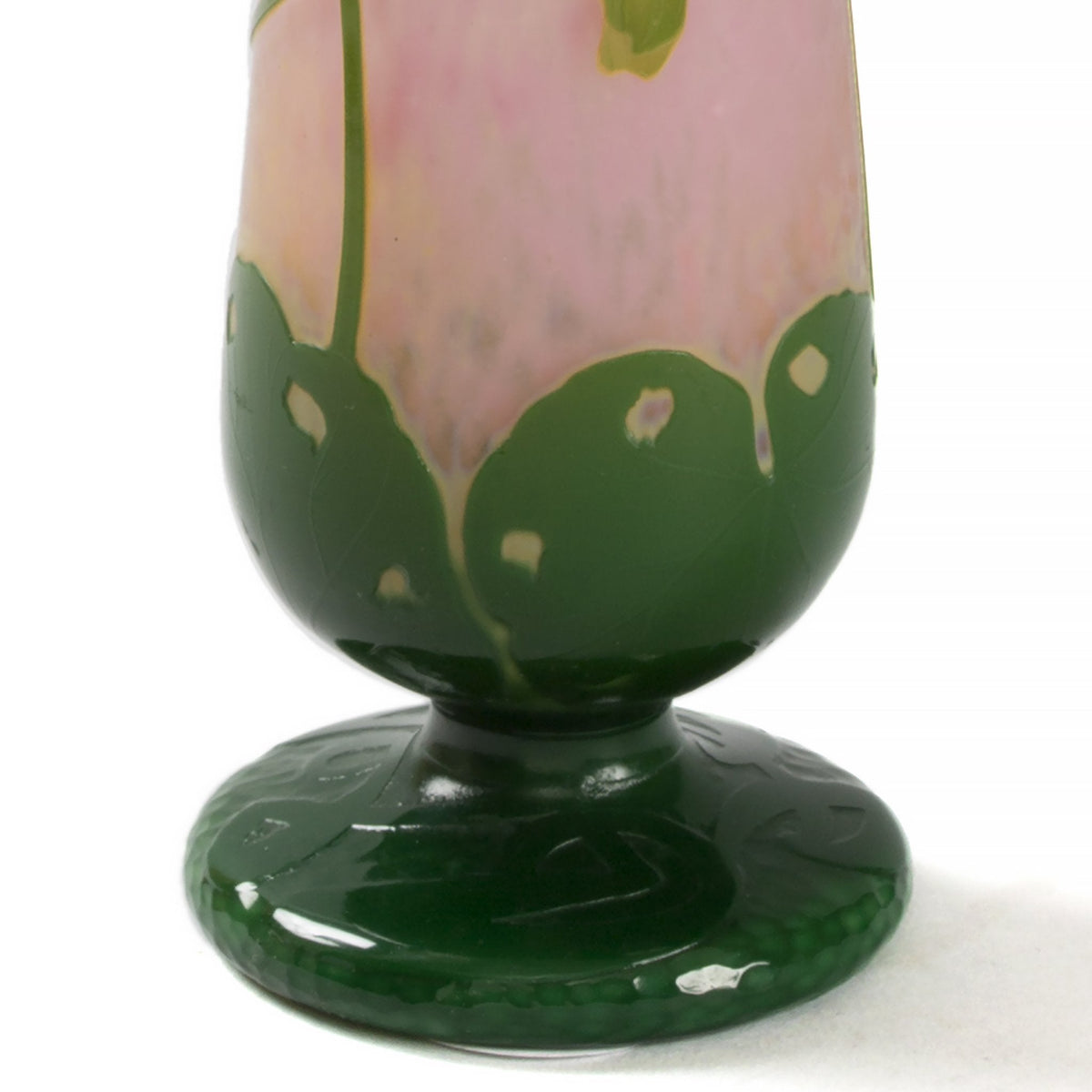 Daum Nancy Enameled and Etched Cyclamen Glass Vase with Handles