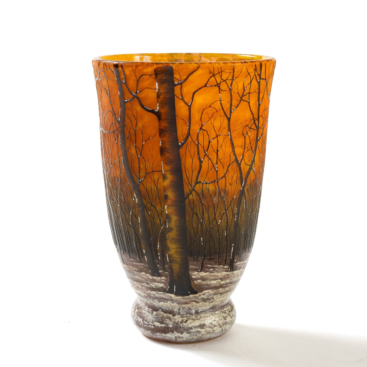 Daum Nancy "Paysage d'hiver" Cameo Glass Vase