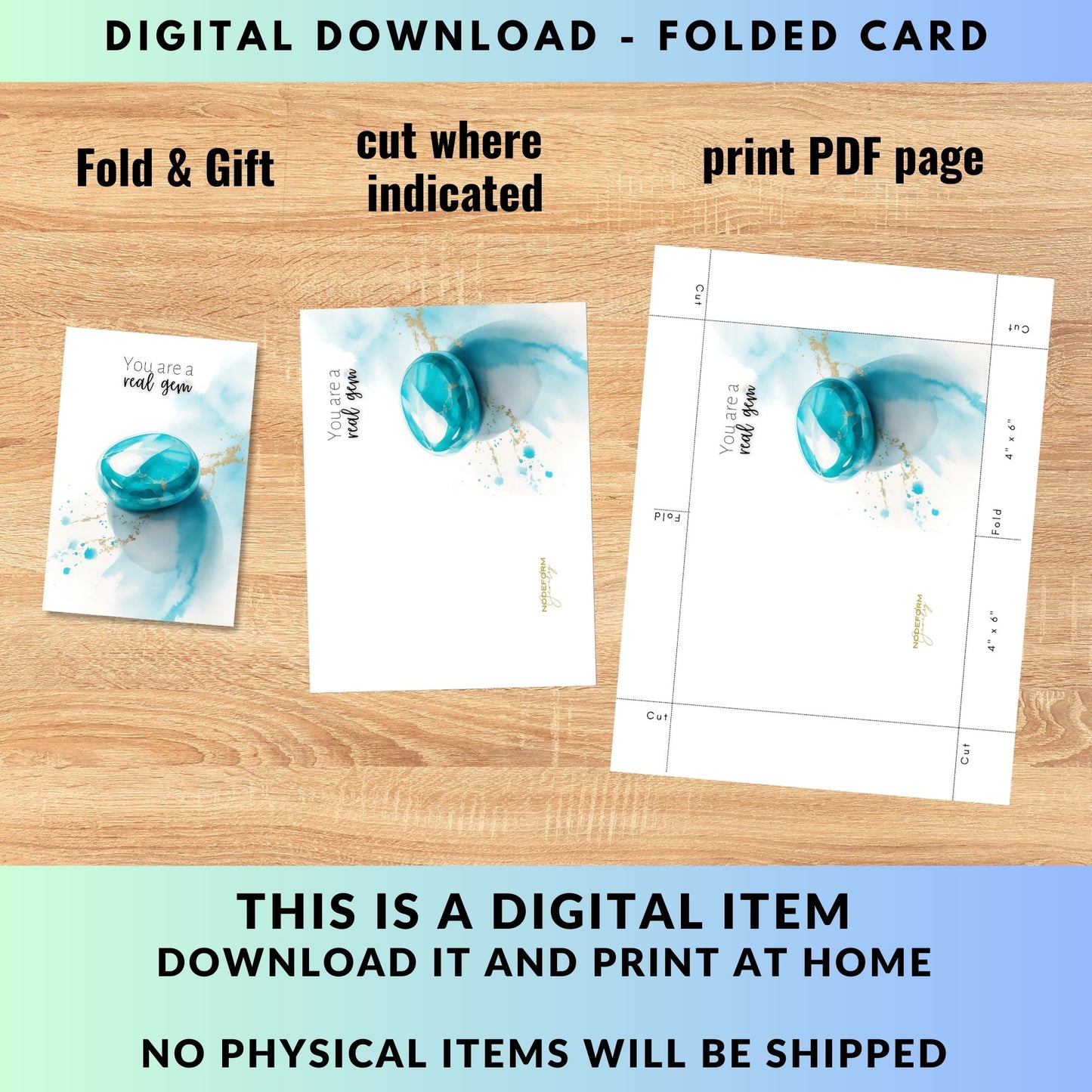 You are a real Gem | Watercolor Turquoise Greeting Card