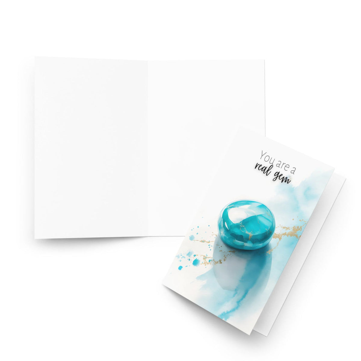 You are a real Gem | Watercolor Turquoise Greeting Card