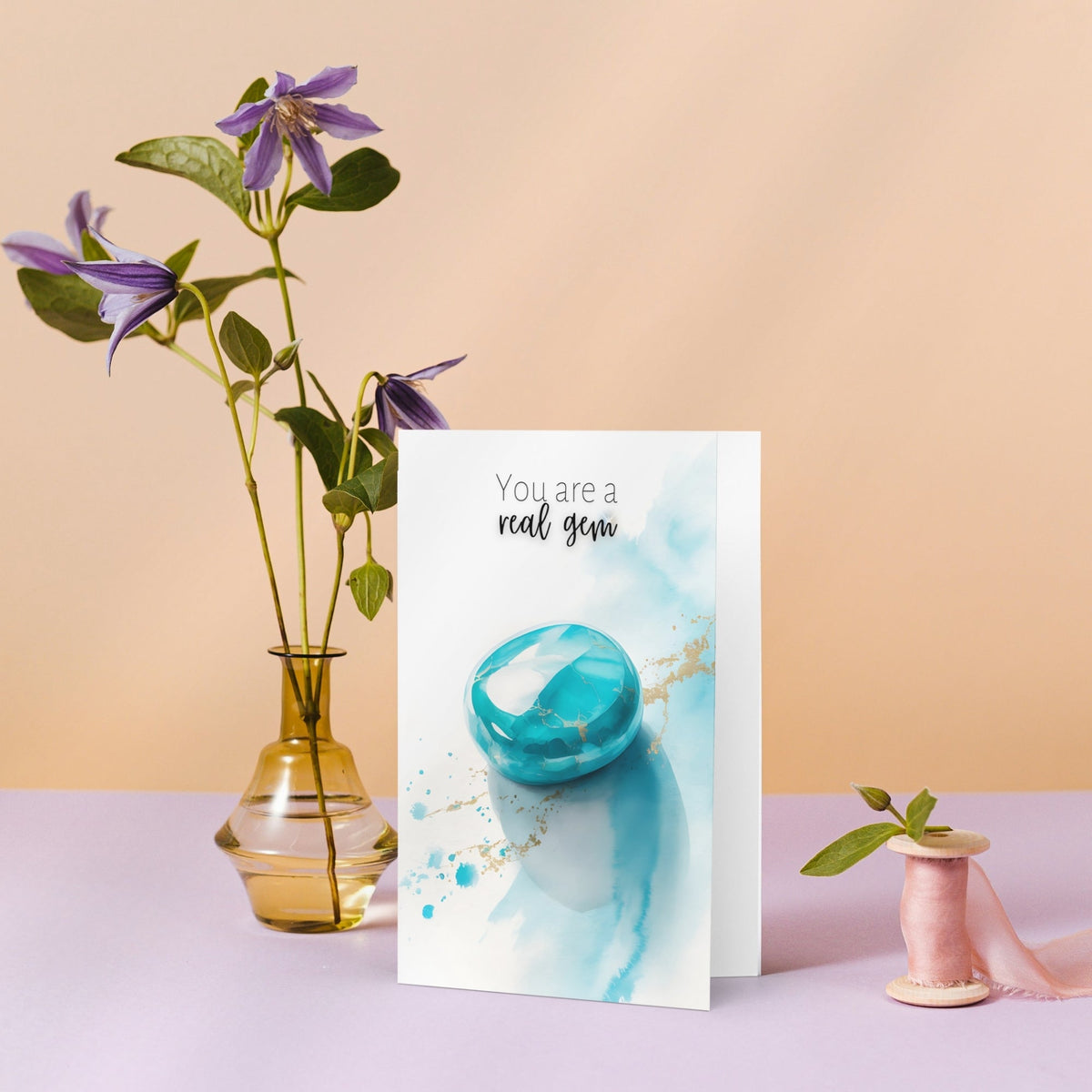 You are a real Gem | Watercolor Turquoise Greeting Card