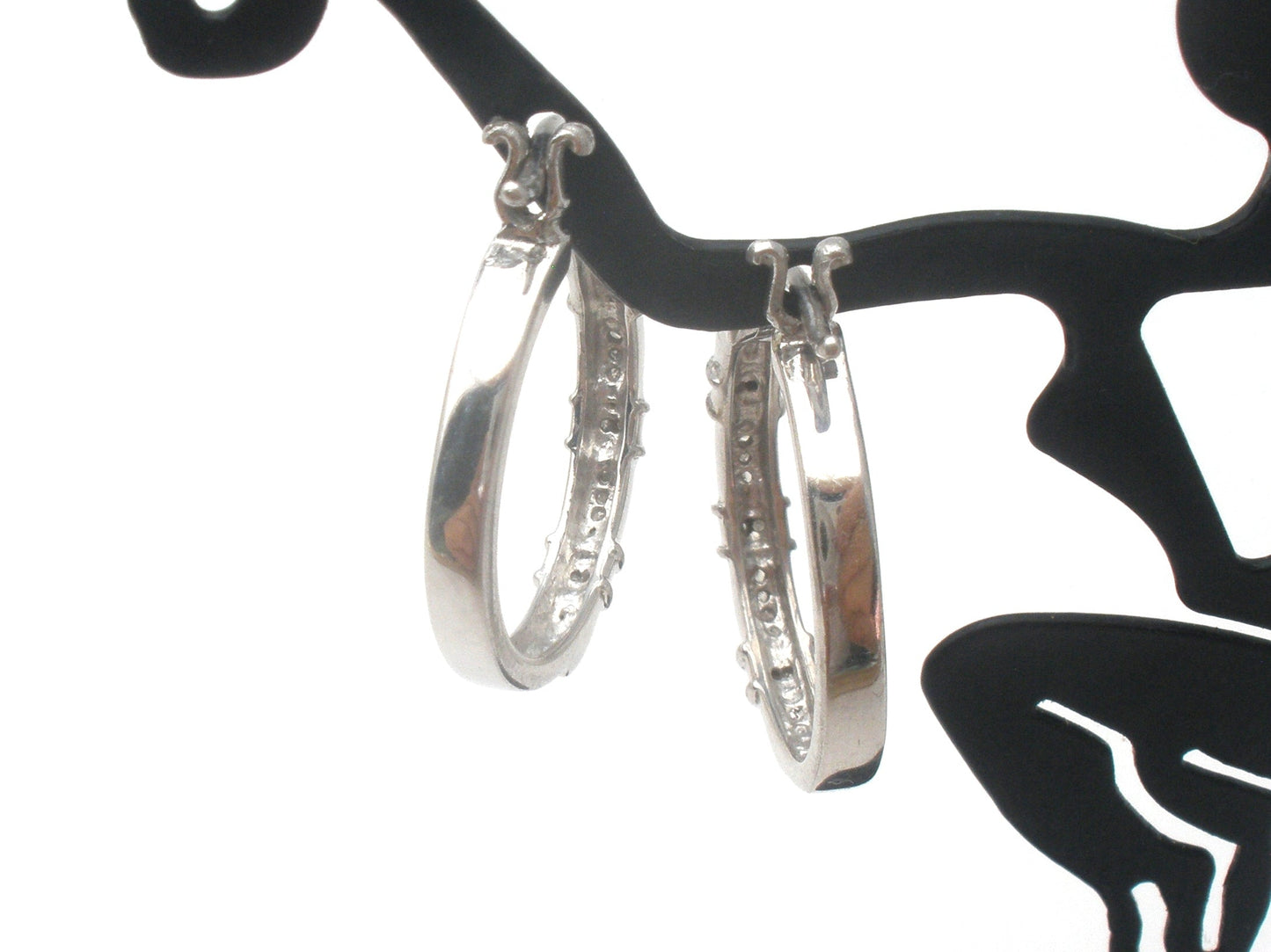 Diamond Hoop Earrings Sterling Silver
