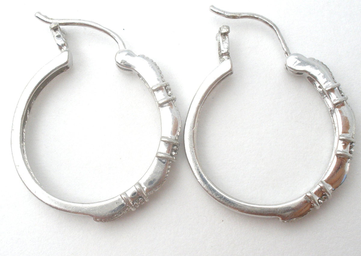 Diamond Hoop Earrings Sterling Silver