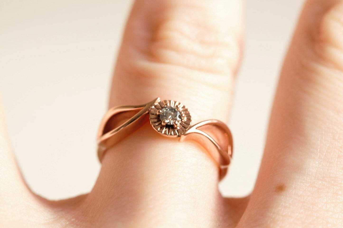 Leaf inspired Diamond Engagement ring