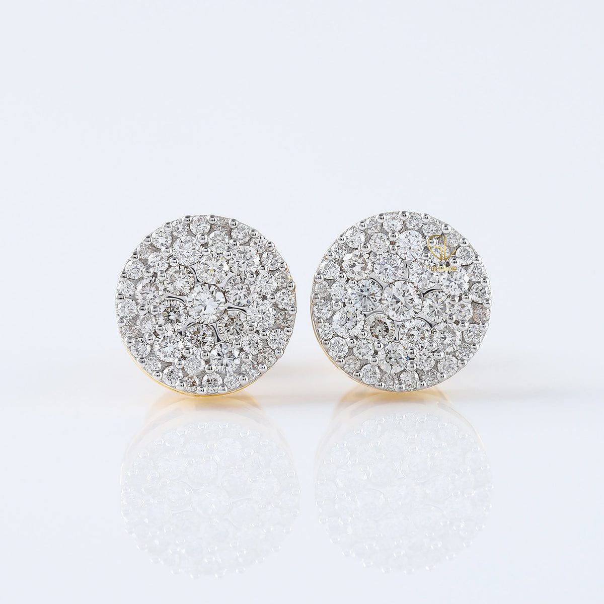 Disc Cluster Round Moissanite Screw Back Stud Earrings