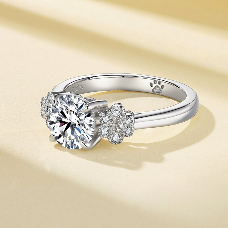 Dog Paw Print Moissanite Engagement Ring