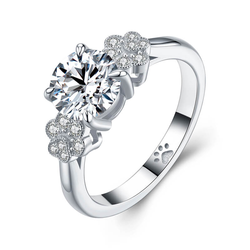 Dog Paw Print Moissanite Engagement Ring