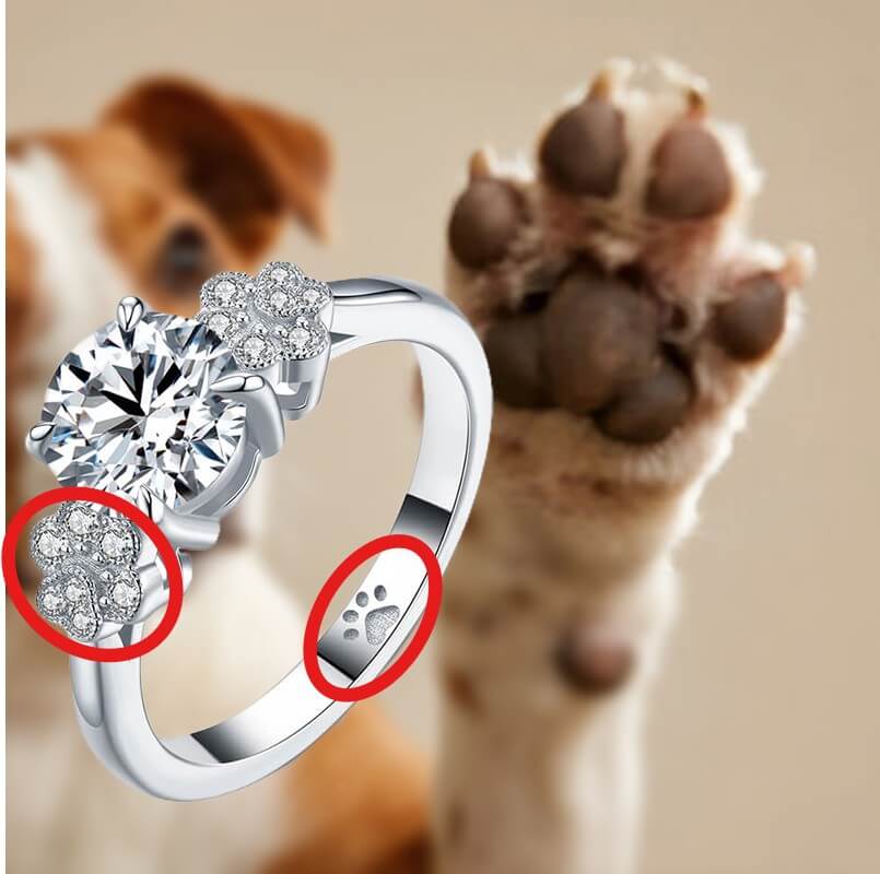 Dog Paw Print Moissanite Engagement Ring