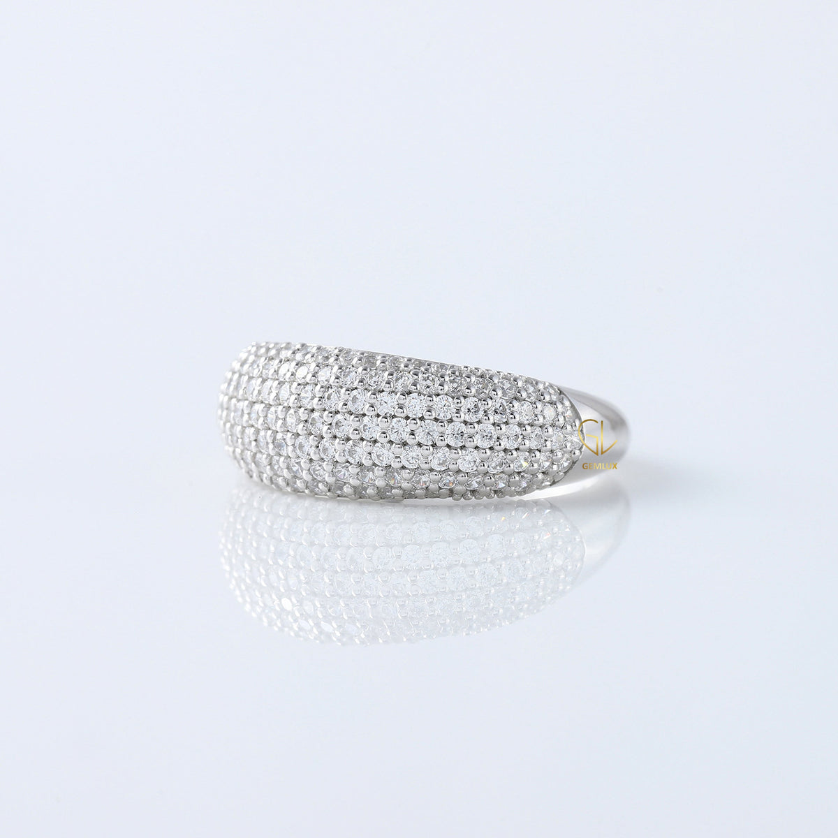 Dome Style Pave Set Lab Grown Diamond Chunky Ring