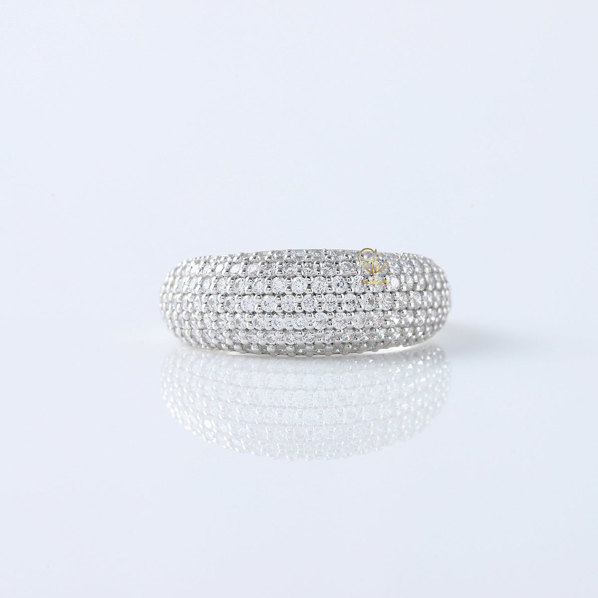 Dome Style Pave Set Lab Grown Diamond Chunky Ring