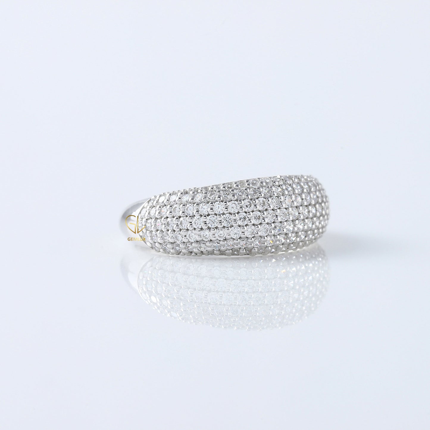 Dome Style Pave Set Lab Grown Diamond Chunky Ring