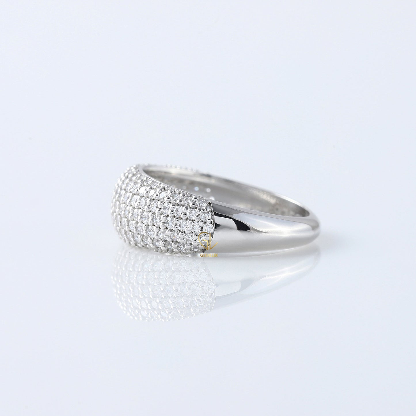 Dome Style Pave Set Lab Grown Diamond Chunky Ring