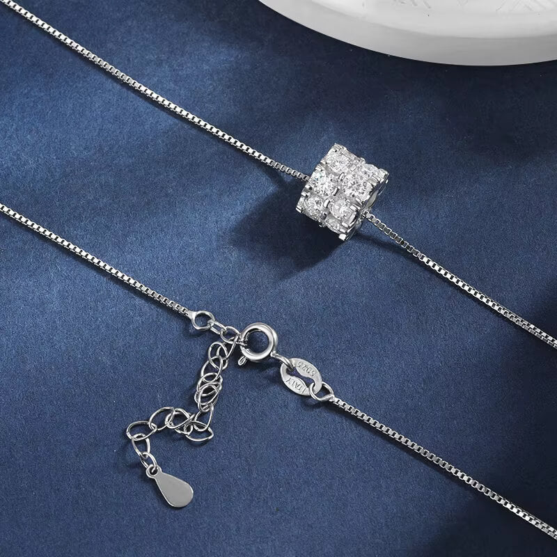 Double Circle Moissanite Necklace In Sterling Silver