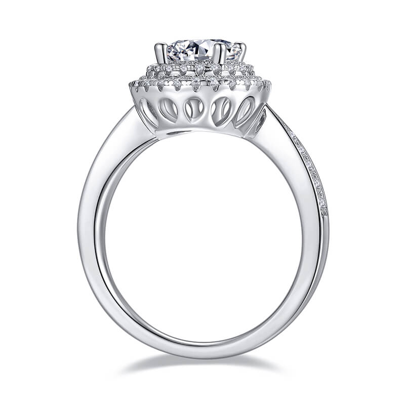 Double Halo Moissanite Pave Engagement Ring