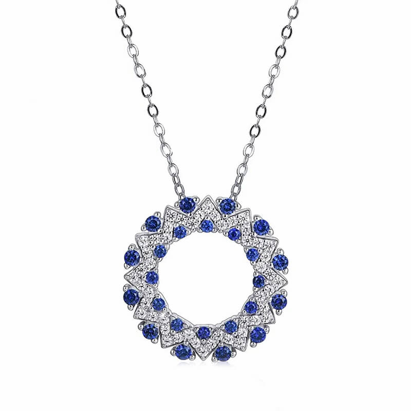 Double Hoop Lab-Created Sapphire Sterling Silver Necklace