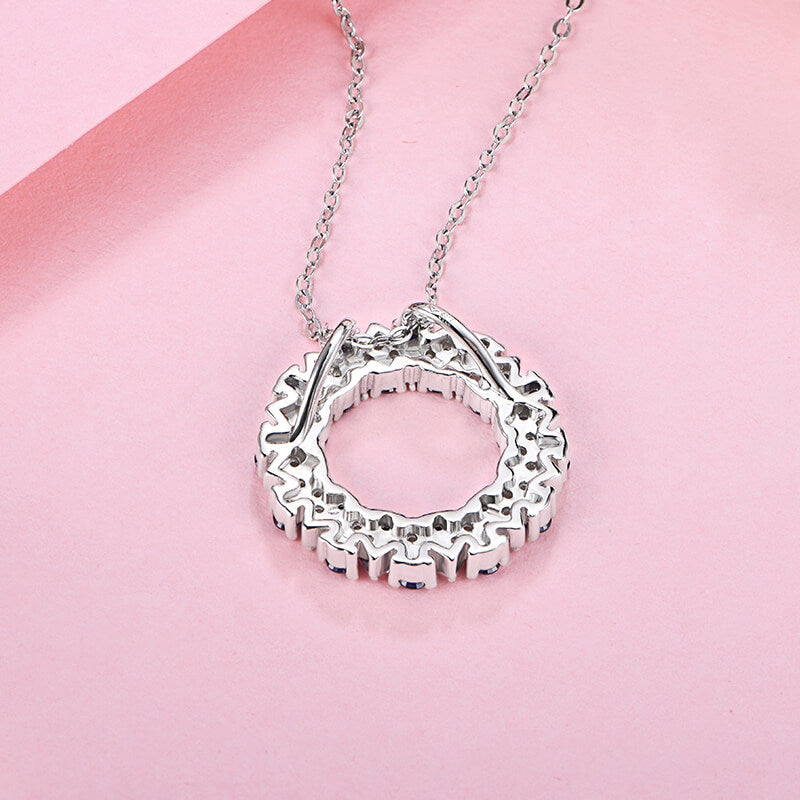 Double Hoop Lab-Created Sapphire Sterling Silver Necklace