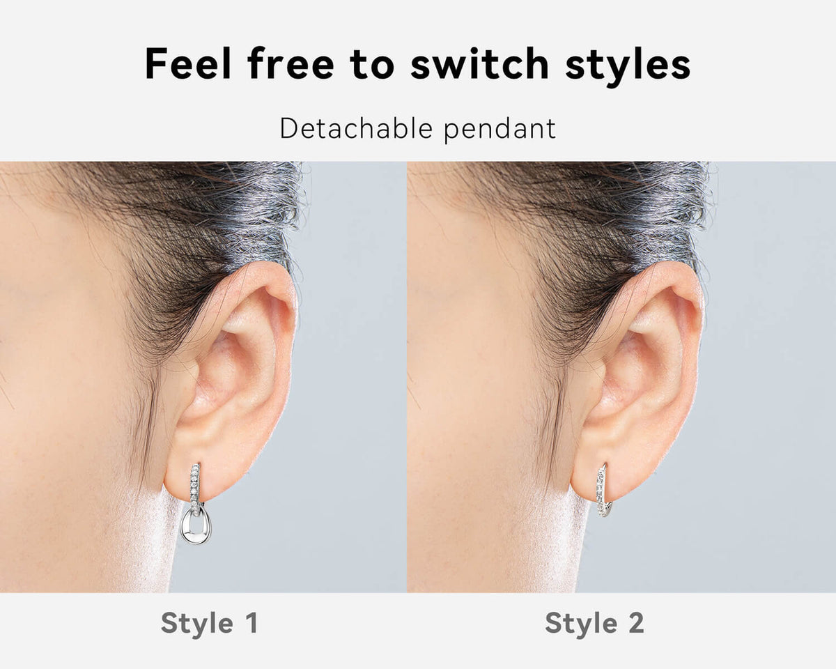 Double Hoop Moissanite Pave Earrings In Sterling Silver