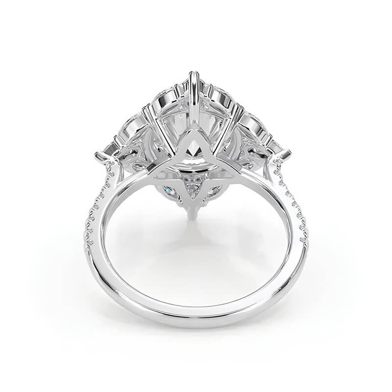 Double Marquise And Pear Cut Halo Round Moissanite Pave Engagement Ring