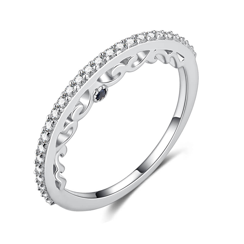 Double Shank Filigree Moissanite Pave Bridal Engagement Ring Set