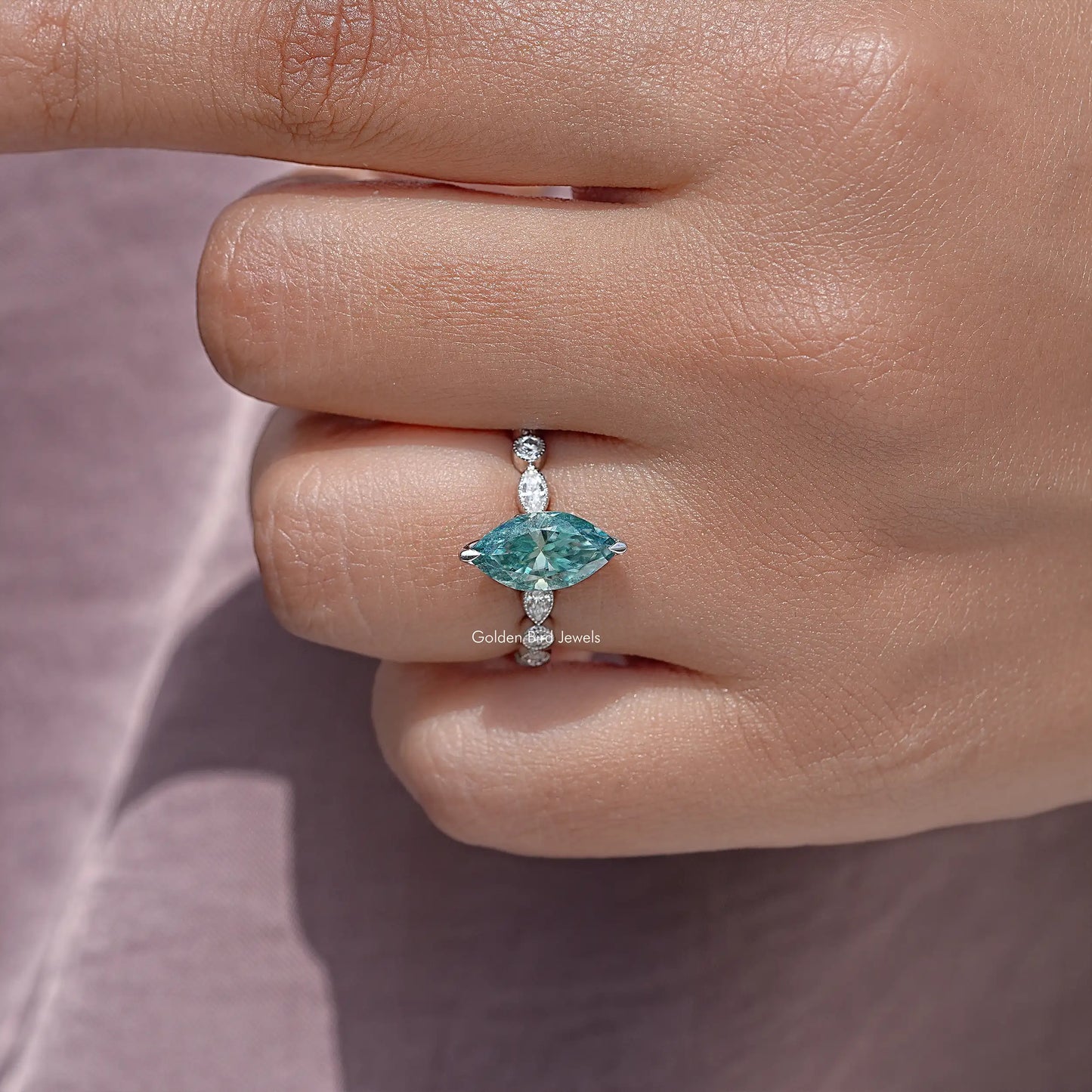 Marquise Cut Moissanite Wedding Ring