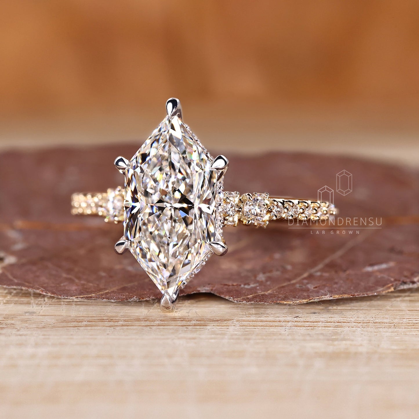 Dutch Marquise Engagement Ring in Hidden Halo Setting