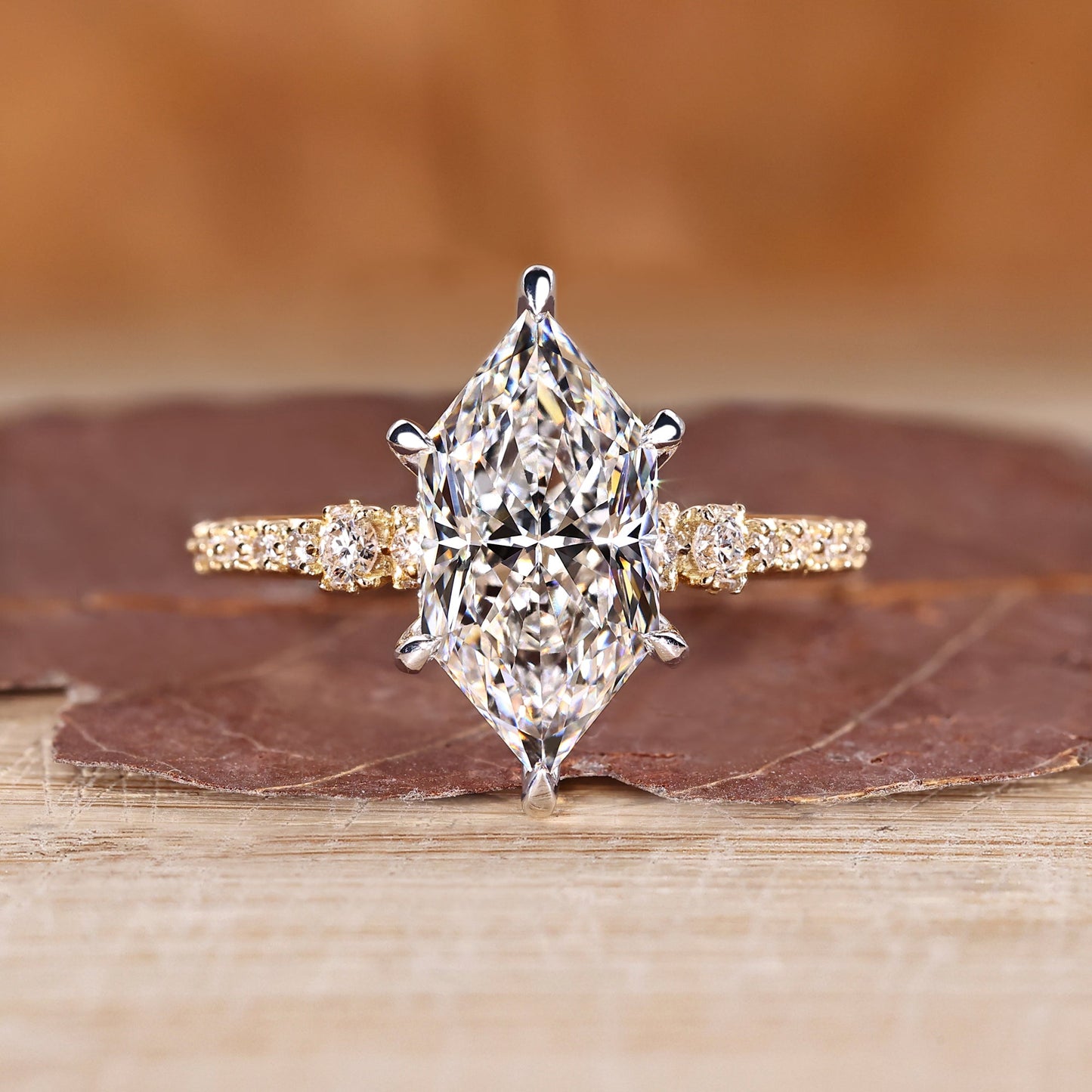 Dutch Marquise Engagement Ring in Hidden Halo Setting