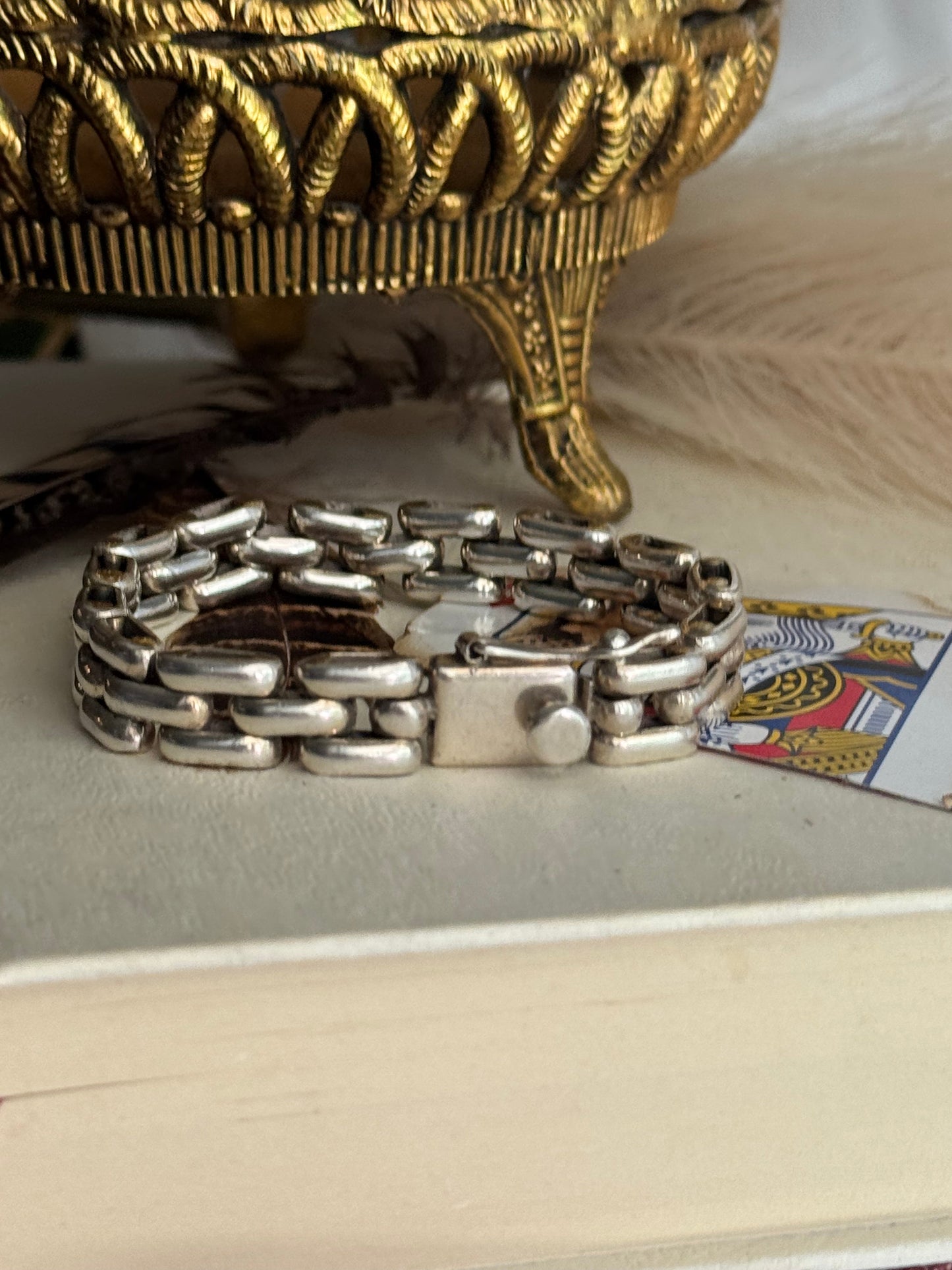 Vintage 925 Sterling Solid Panther Link Bracelet