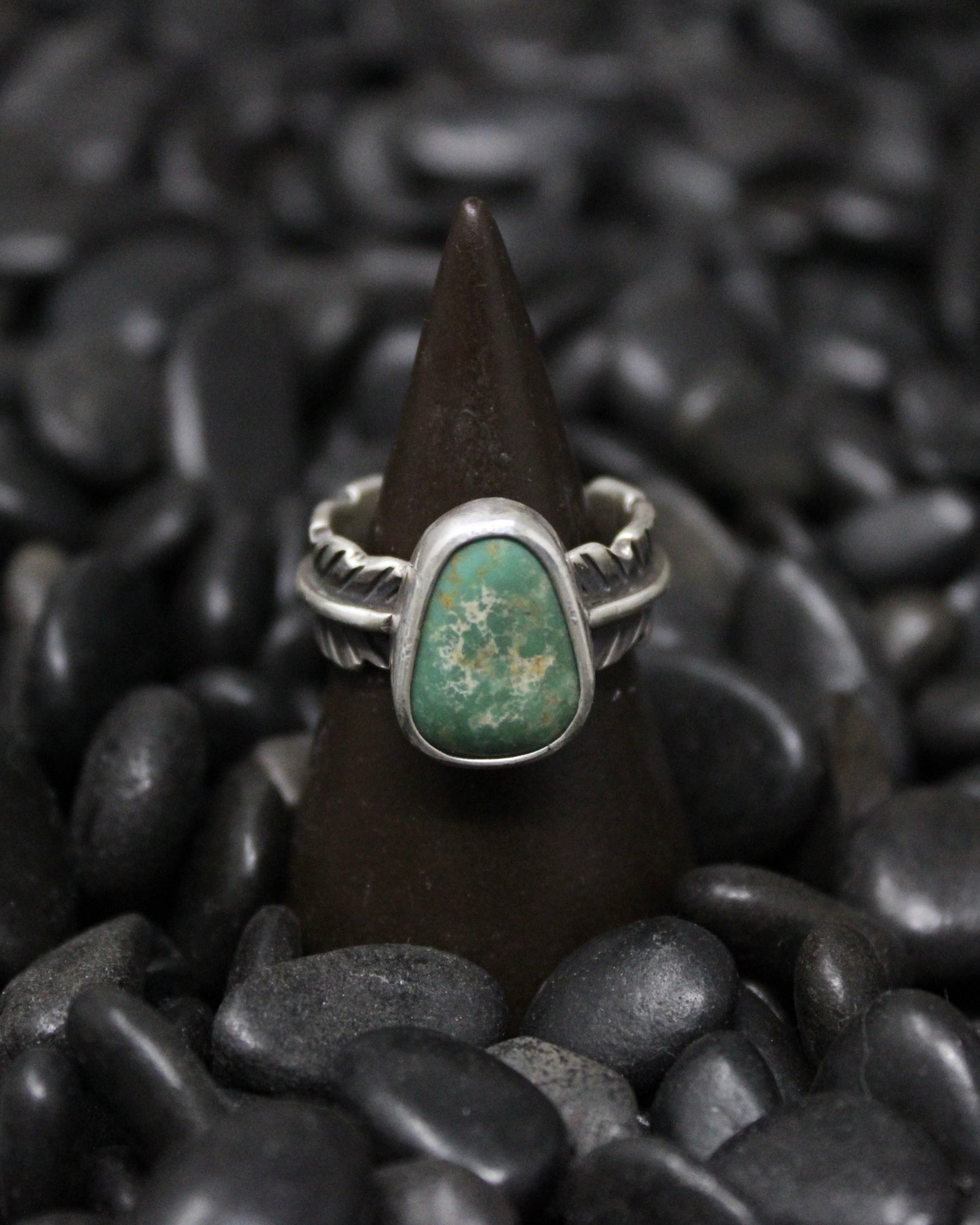 Turquoise Feather Ring size 7