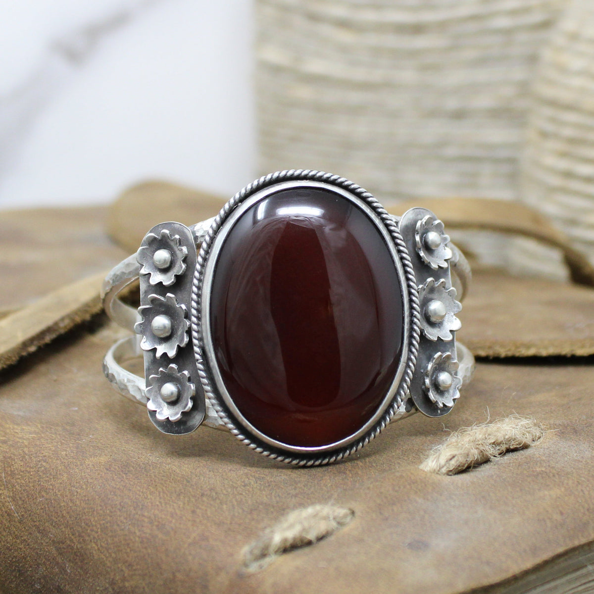 Carnelian Floral Cuff