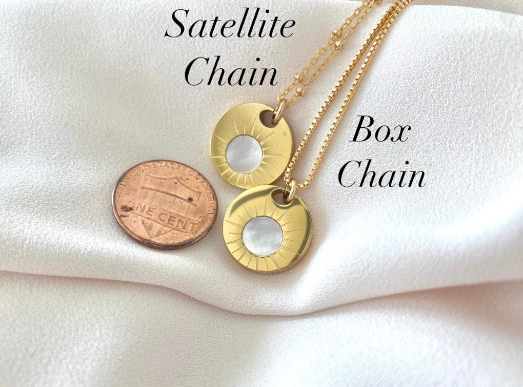 Gold Filled Medallion Coin Necklace Mother of Pearl Pendant Minimalist Layering Necklaces Thick Chunky Gold Coin Pendant Necklace Sun Disc