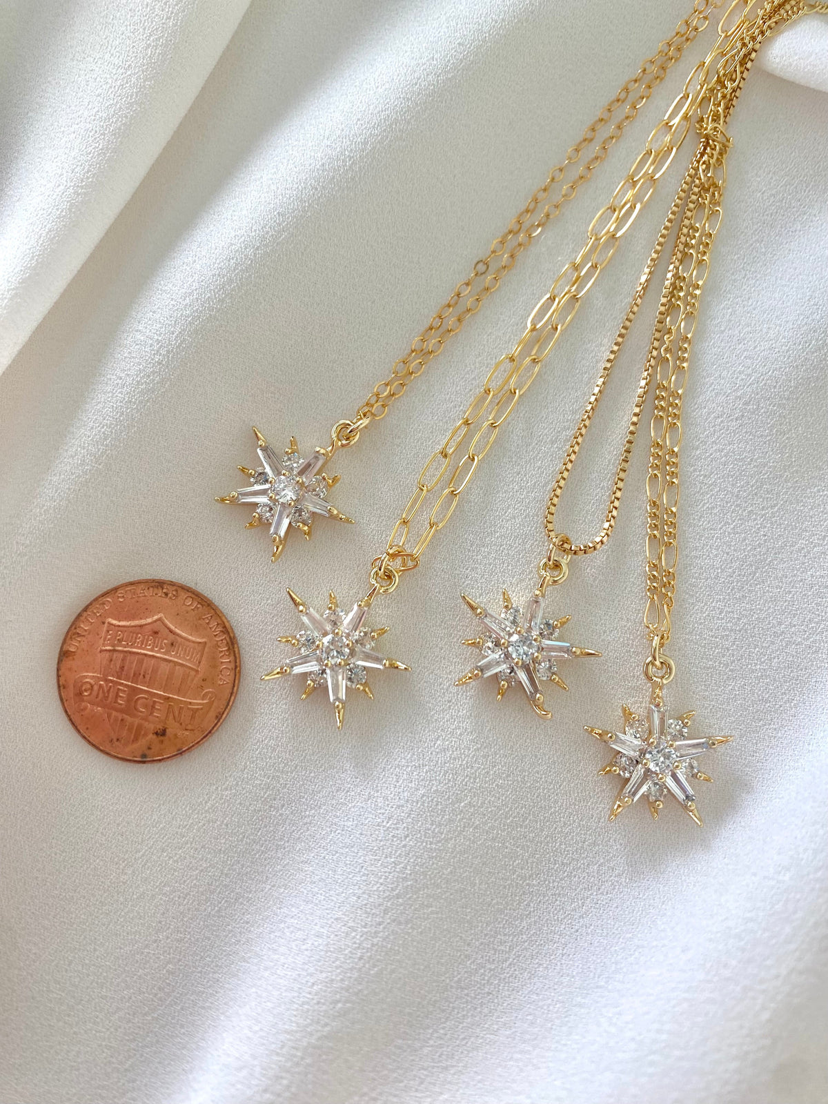Crystal Necklace Gold Filled Baguette Pendant Necklace Starburst CZ Charm Necklace Minimalist Crystal Jewelry Christmas Gift Dainty Jewelry