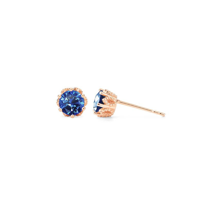 [Eden] Petite Floral Earrings in Lab Blue Sapphire
