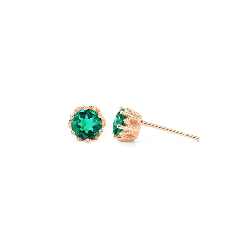 [Eden] Petite Floral Earrings in Lab Emerald