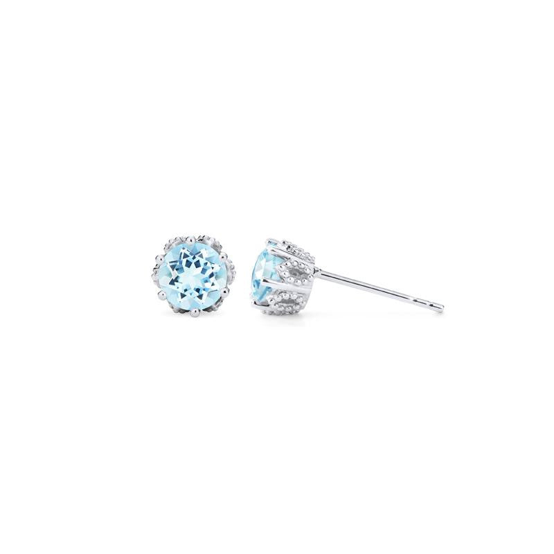 [Eden] Petite Floral Earrings in Aquamarine