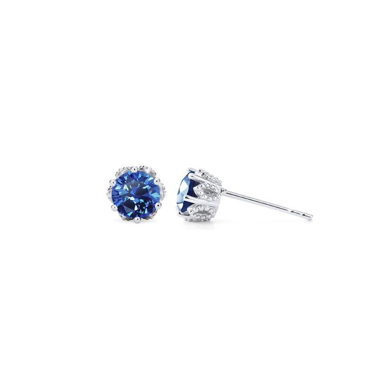[Eden] Petite Floral Earrings in Lab Blue Sapphire