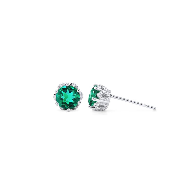 [Eden] Petite Floral Earrings in Lab Emerald
