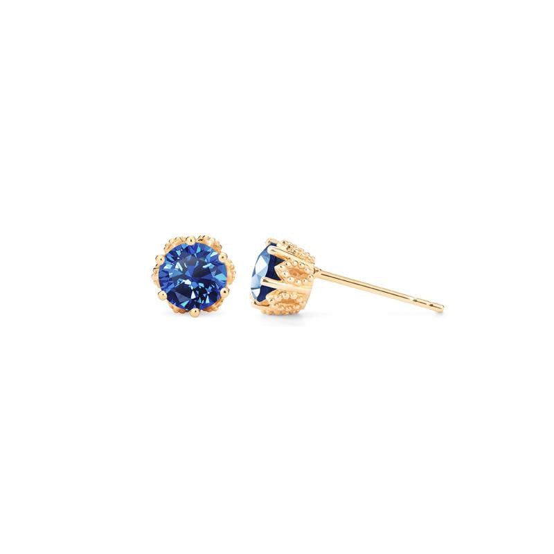 [Eden] Petite Floral Earrings in Lab Blue Sapphire