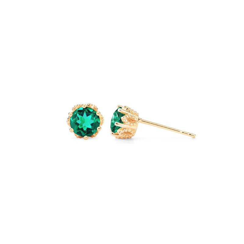 [Eden] Petite Floral Earrings in Lab Emerald