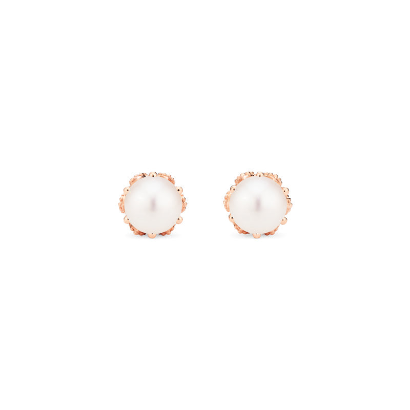 [Eden] Petite Floral Earrings in Akoya Pearl