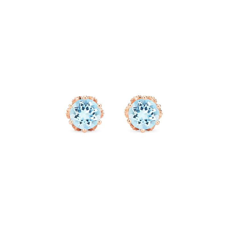 [Eden] Petite Floral Earrings in Aquamarine