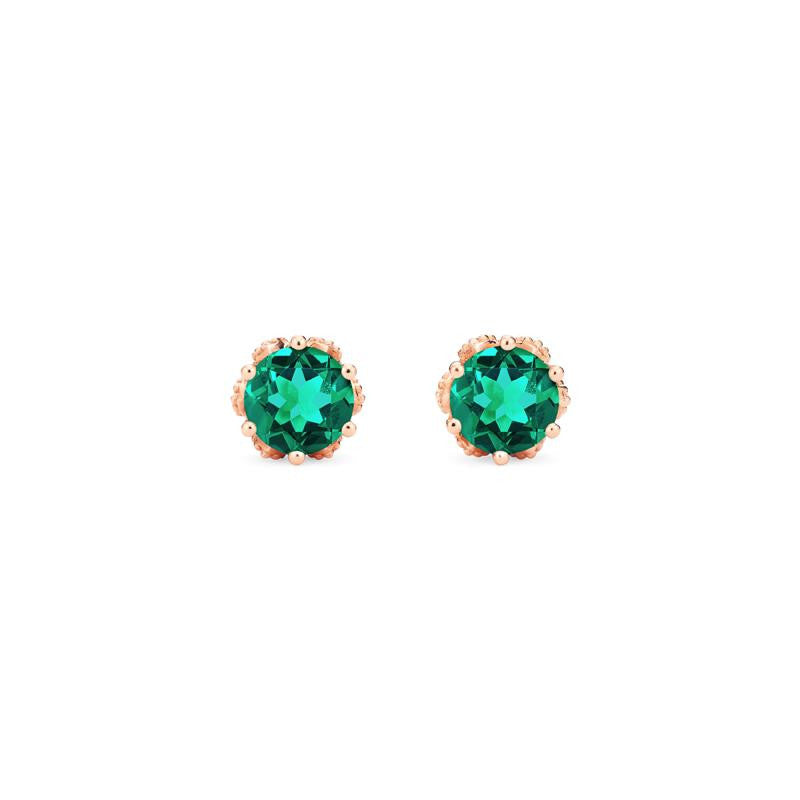 [Eden] Petite Floral Earrings in Lab Emerald