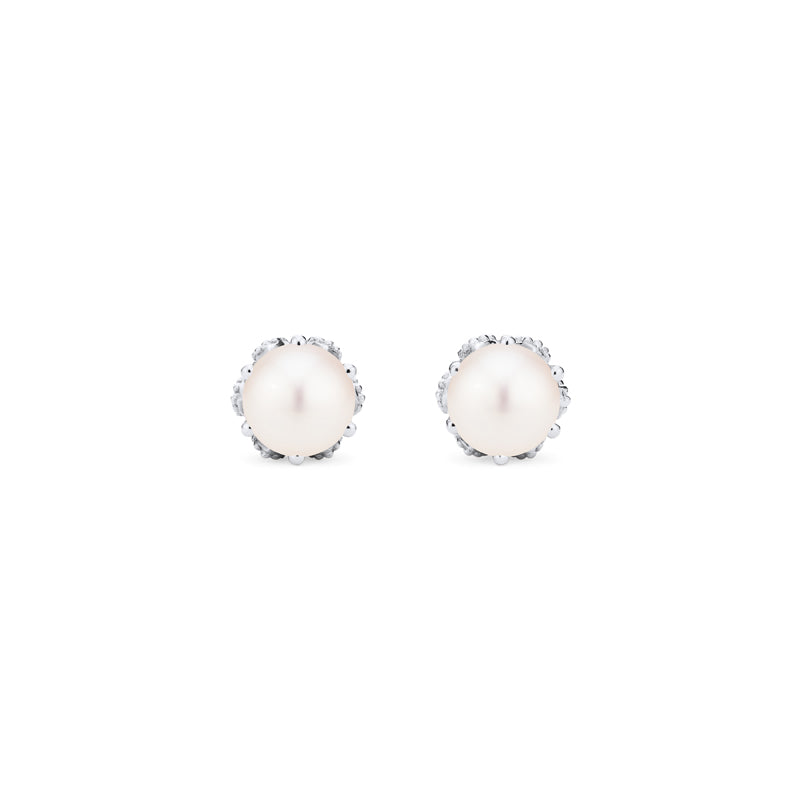 [Eden] Petite Floral Earrings in Akoya Pearl