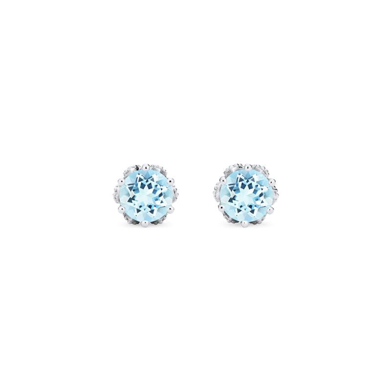 [Eden] Petite Floral Earrings in Aquamarine