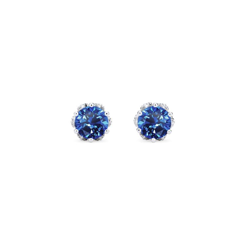 [Eden] Petite Floral Earrings in Lab Blue Sapphire
